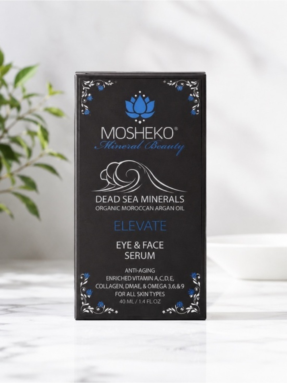 Mosheko Elevate Eye & Face Serum 40ml NIB Dead Sea Minerals Anti Aging Argan Oil